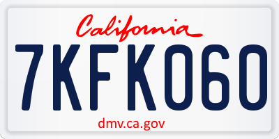 CA license plate 7KFK060
