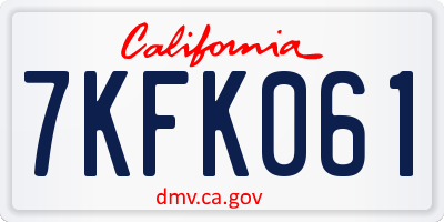CA license plate 7KFK061