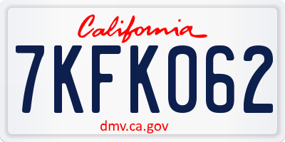 CA license plate 7KFK062