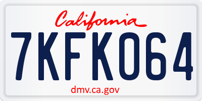 CA license plate 7KFK064
