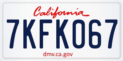 CA license plate 7KFK067