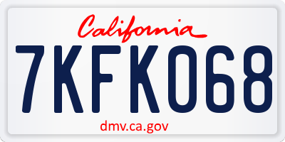 CA license plate 7KFK068