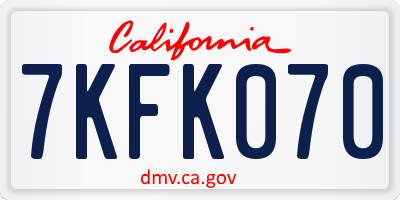 CA license plate 7KFK070