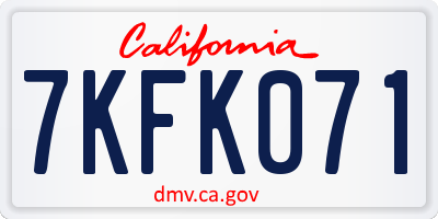 CA license plate 7KFK071