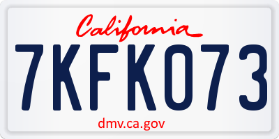 CA license plate 7KFK073
