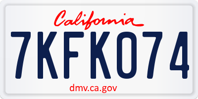CA license plate 7KFK074