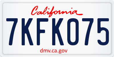 CA license plate 7KFK075