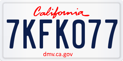 CA license plate 7KFK077