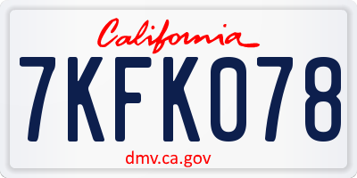 CA license plate 7KFK078