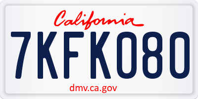 CA license plate 7KFK080