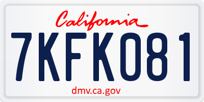CA license plate 7KFK081
