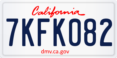 CA license plate 7KFK082