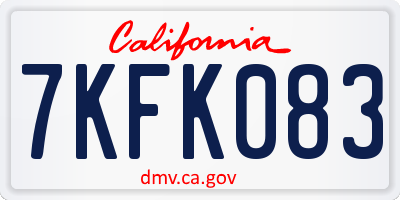 CA license plate 7KFK083