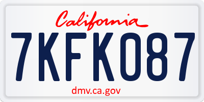 CA license plate 7KFK087