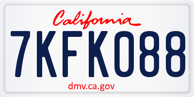 CA license plate 7KFK088