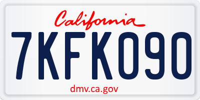 CA license plate 7KFK090