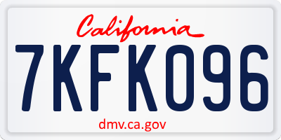 CA license plate 7KFK096