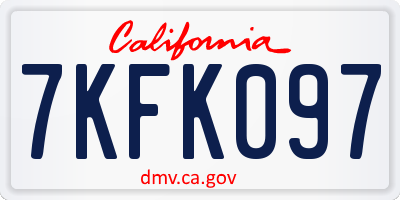 CA license plate 7KFK097