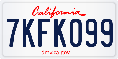CA license plate 7KFK099