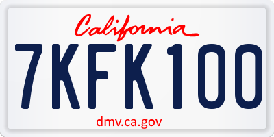 CA license plate 7KFK100