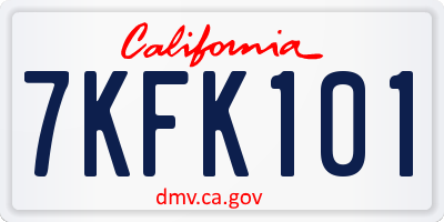 CA license plate 7KFK101