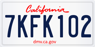 CA license plate 7KFK102