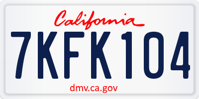 CA license plate 7KFK104