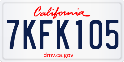 CA license plate 7KFK105