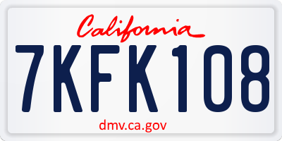 CA license plate 7KFK108