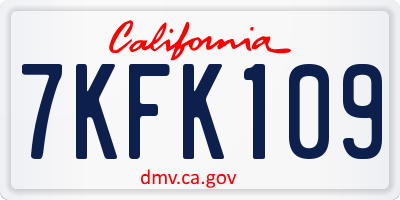 CA license plate 7KFK109
