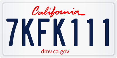 CA license plate 7KFK111