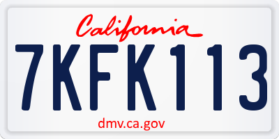 CA license plate 7KFK113