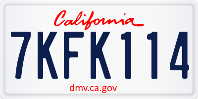 CA license plate 7KFK114