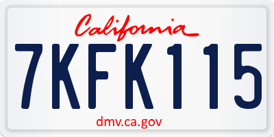 CA license plate 7KFK115