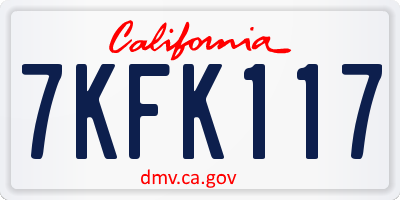 CA license plate 7KFK117