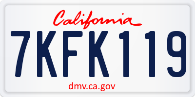 CA license plate 7KFK119