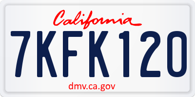 CA license plate 7KFK120