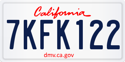 CA license plate 7KFK122