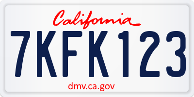 CA license plate 7KFK123