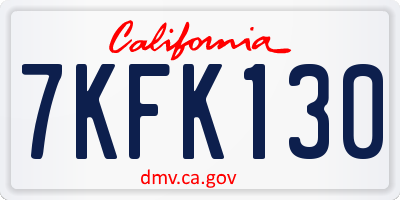 CA license plate 7KFK130