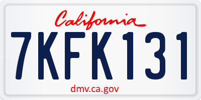 CA license plate 7KFK131