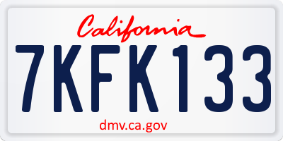 CA license plate 7KFK133