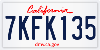 CA license plate 7KFK135