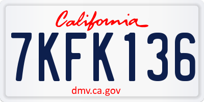 CA license plate 7KFK136