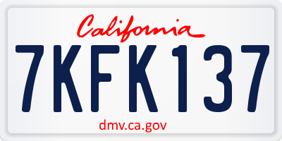 CA license plate 7KFK137
