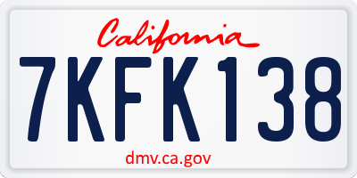 CA license plate 7KFK138
