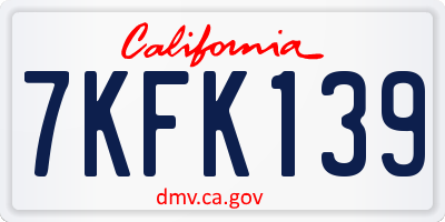 CA license plate 7KFK139