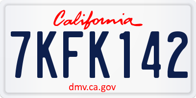 CA license plate 7KFK142