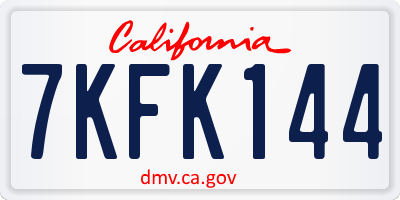 CA license plate 7KFK144