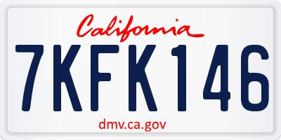CA license plate 7KFK146
